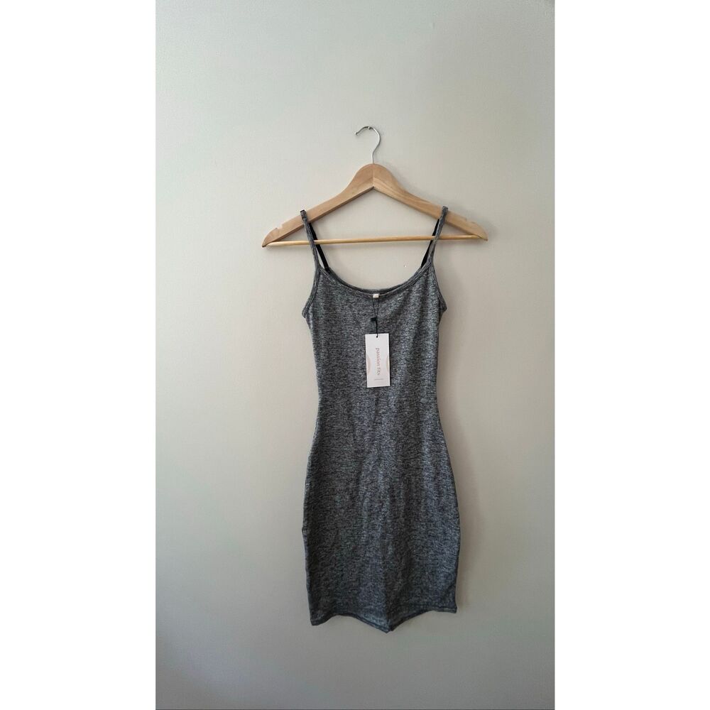 NWT P'tula Gray Marled Mini Dress - XXS - Bodycon Athleisure Spaghetti Strap